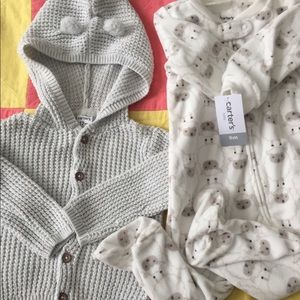 Carter’s Hooded Sweater and Fleece Onesie